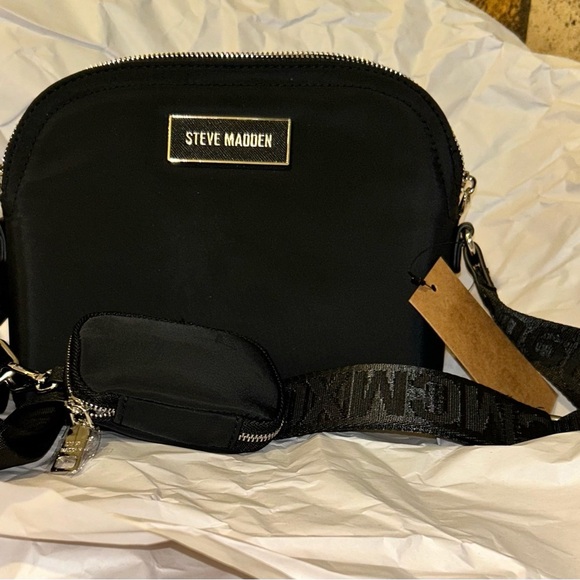 STEVE MADDEN BDAREN NYLON BLACK DOME BAG. MATTE BLACK. TRENDY+CHIC. NWTS. - Picture 10 of 15